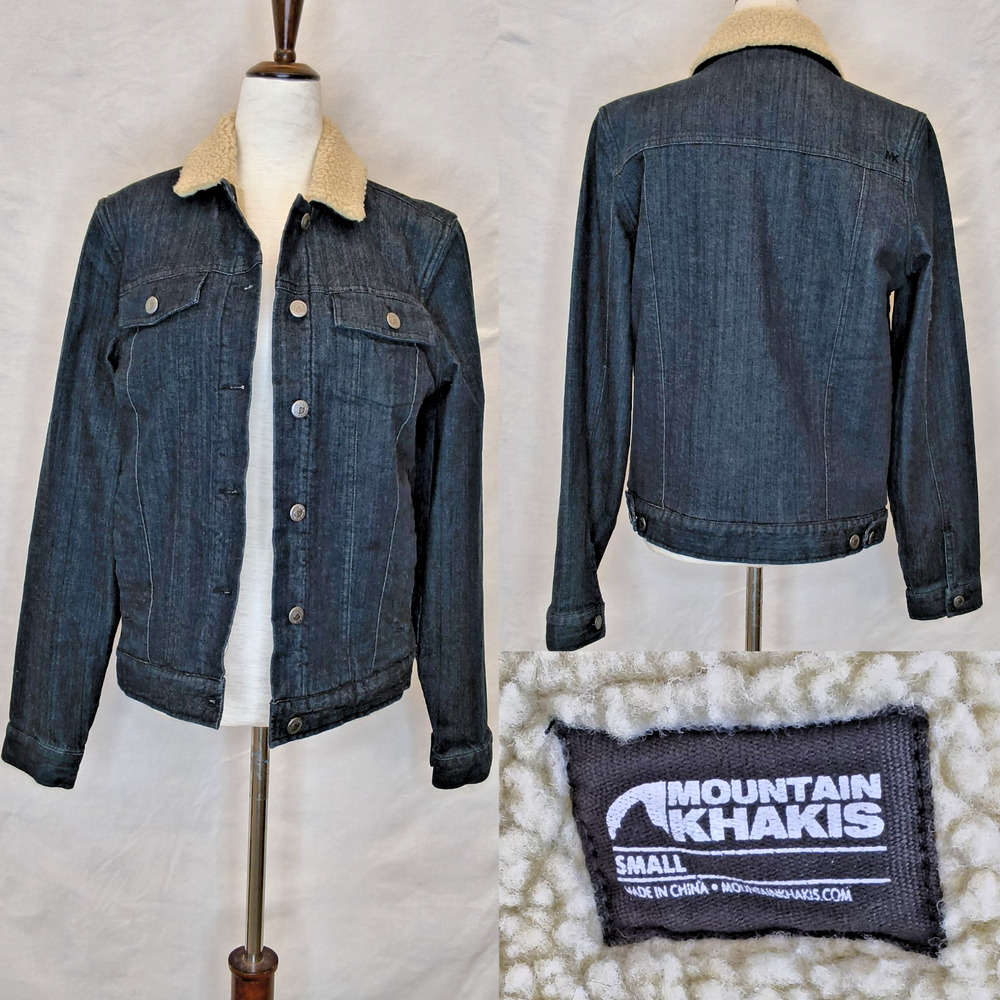 Mountain Khakis Sherpa Lined Denim Jean Jacket Women's S Blue Button Up #W5584